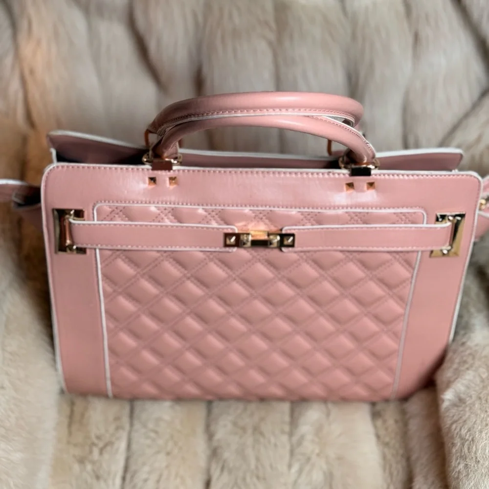 Elegant Pink Quilted XS Dog Carrier